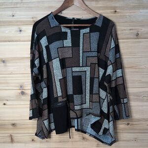 IC Connie K Top Womens Large Multicolor Art to Wear Blouse